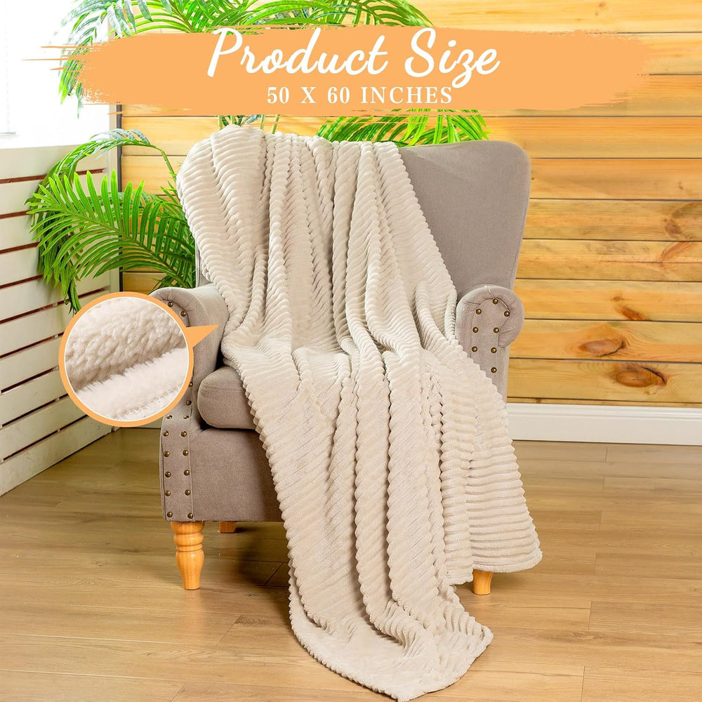 Buryeah 6 Pcs Flannel Throw Blankets Bulk Outdoor Wedding, Beige