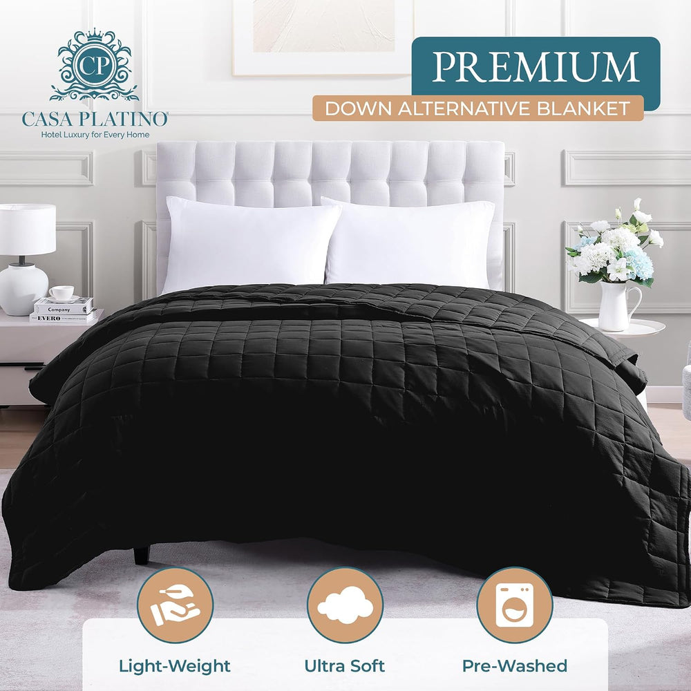 Casa Platino Twin Blanket for Bed, Down Alternative Quilted - Black