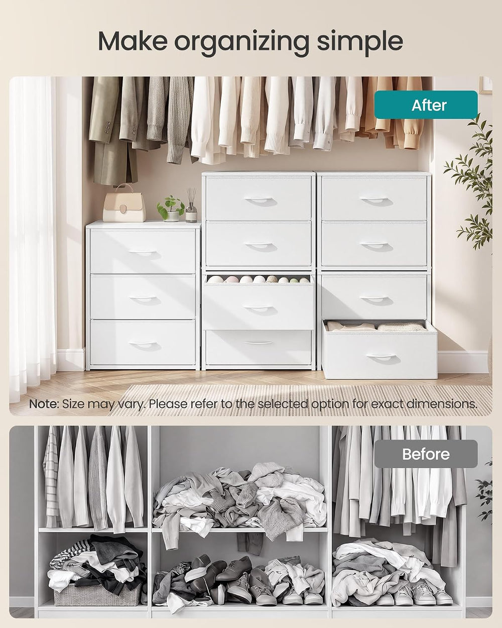 SONGMICS Closet Organizers and Storage, Stackable Storage Drawers