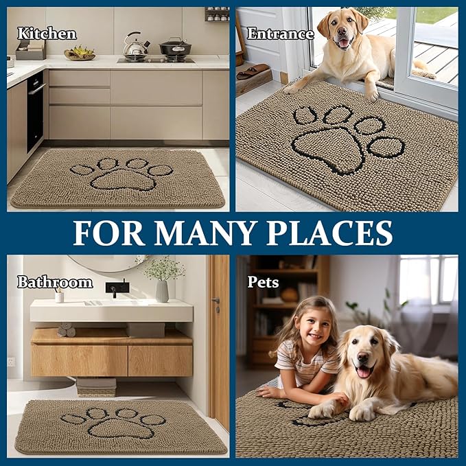 OLANLY Dog Door Mat for Muddy Paws 59x35, Paw Print Design, Absorbs Moisture - Image 8