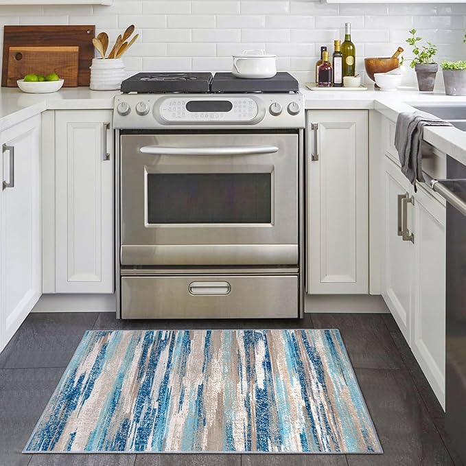 Lansny Small Abstract Area Rug, Entryway Rug Washable Door Mat Indoor Entrance - Image 2