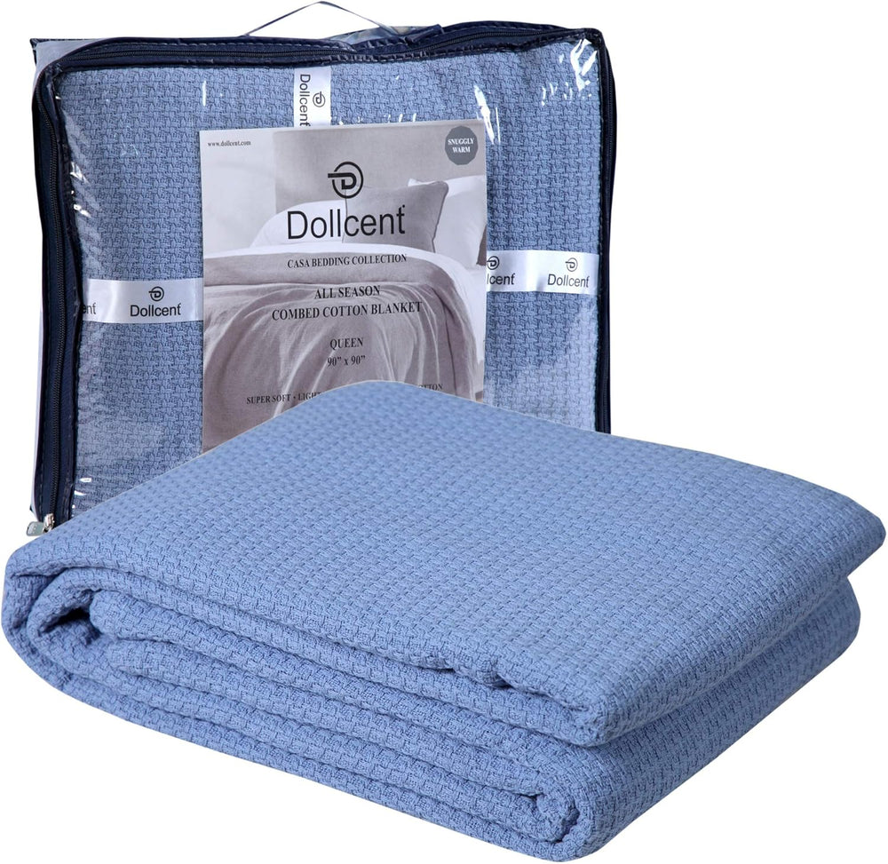 DOLLCENT 100% Cotton California King Size Blanket For Bed, Premium Combed Lig...