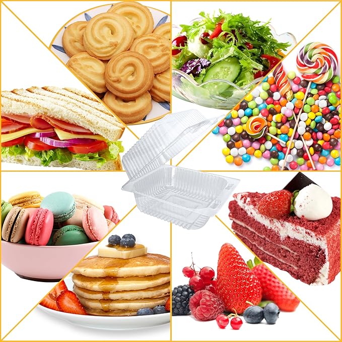 Jizvxe 200 Pcs Clear Plastic Take out Containers, Disposable Fancy Hinged Top - Image 5