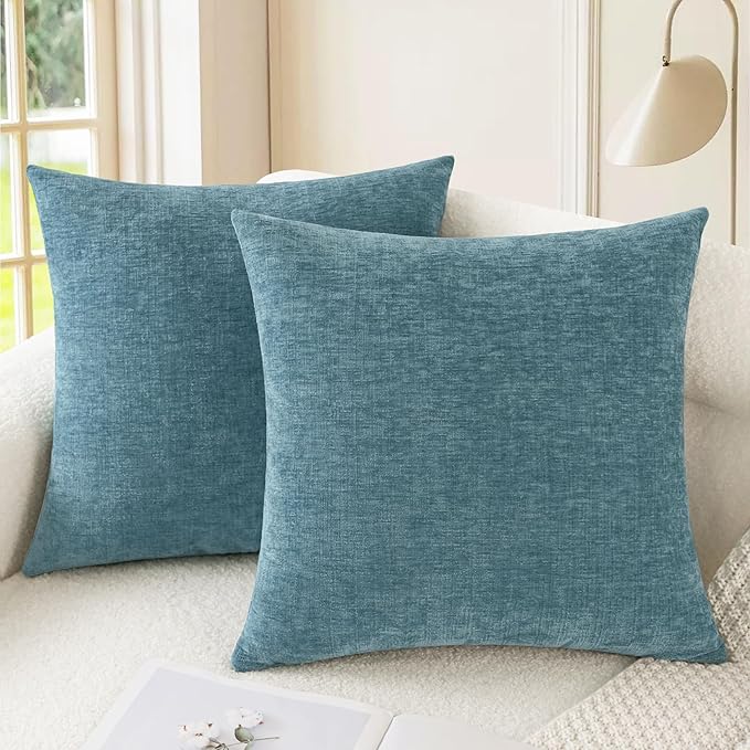 CaliTime Throw Pillow Covers Decorative 18 X 18 Inches Pack of 2 Cozy Chenille by CaliTime