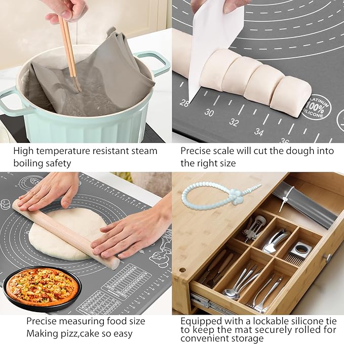 Silicone Pastry Mat 28" x 20" Extra Thick Non Stick Baking Mat - Image 4