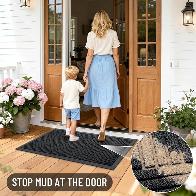 OLANLY Front Door Mat Outside Entrance 33x21, Heavy Duty Sturdy Natural Rubber - Image 6