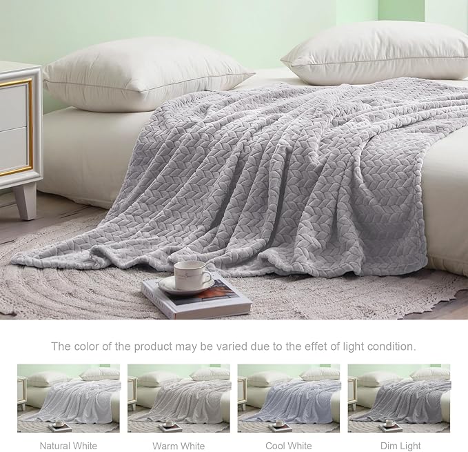 Exclusivo Mezcla Light Grey Fleece Queen Size Blanket - Image 5