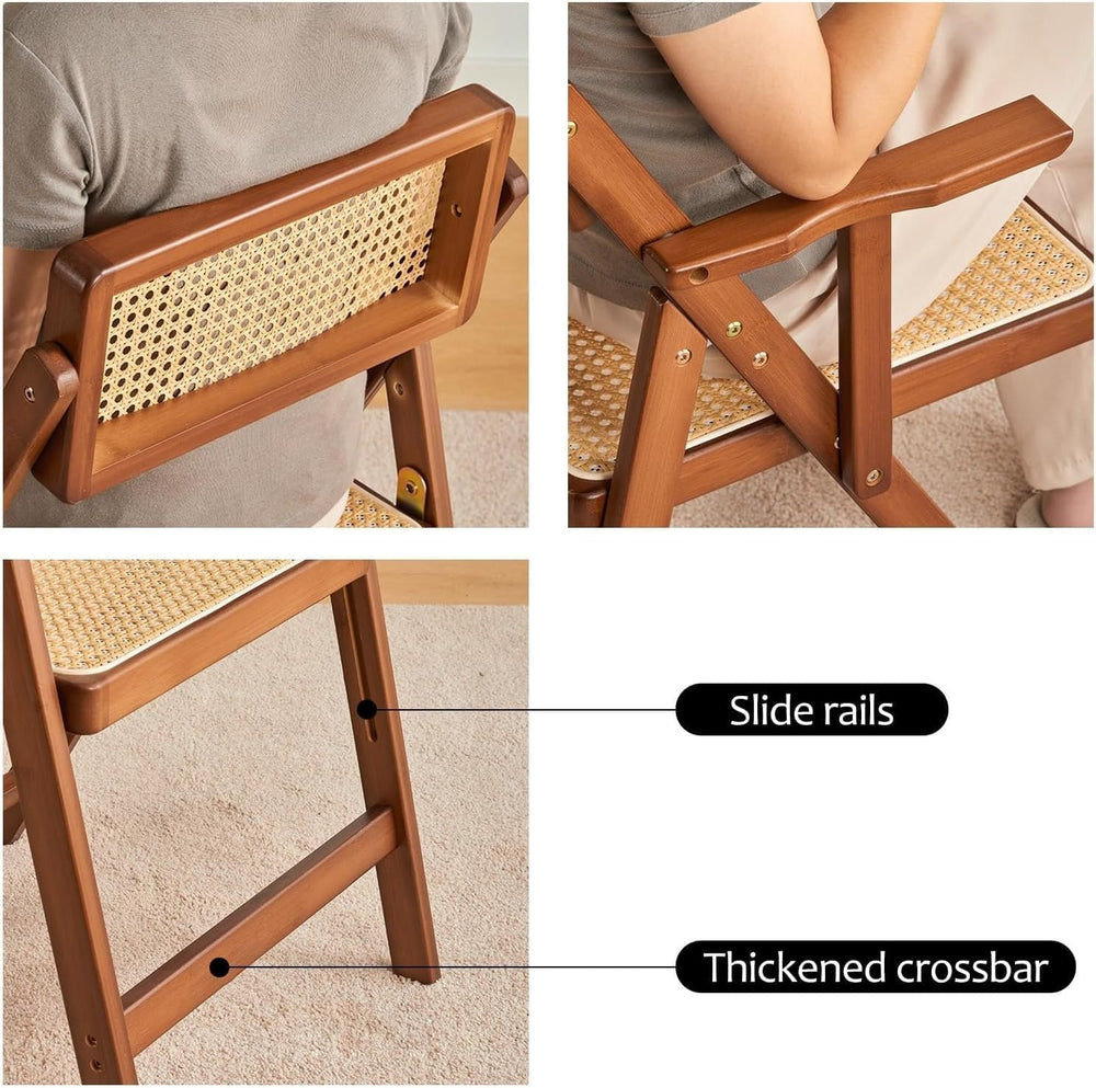 Rattan Dining Chairs, Modern Mid Century Folding Comfy Armchairs, Outdoor for...