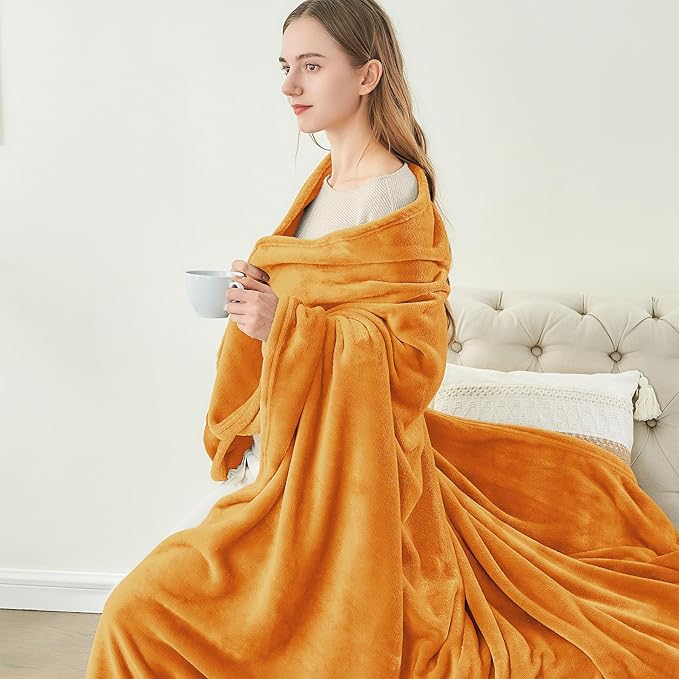 BEDELITE Fleece Blankets Queen Size Burnt Orange Throw Blankets - Image 8