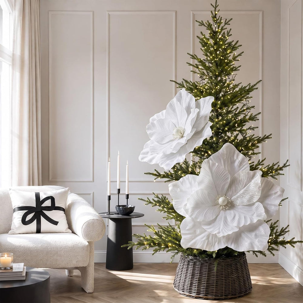 Norme 6 Pcs Large 20'' Christmas White Magnolia Flowers
