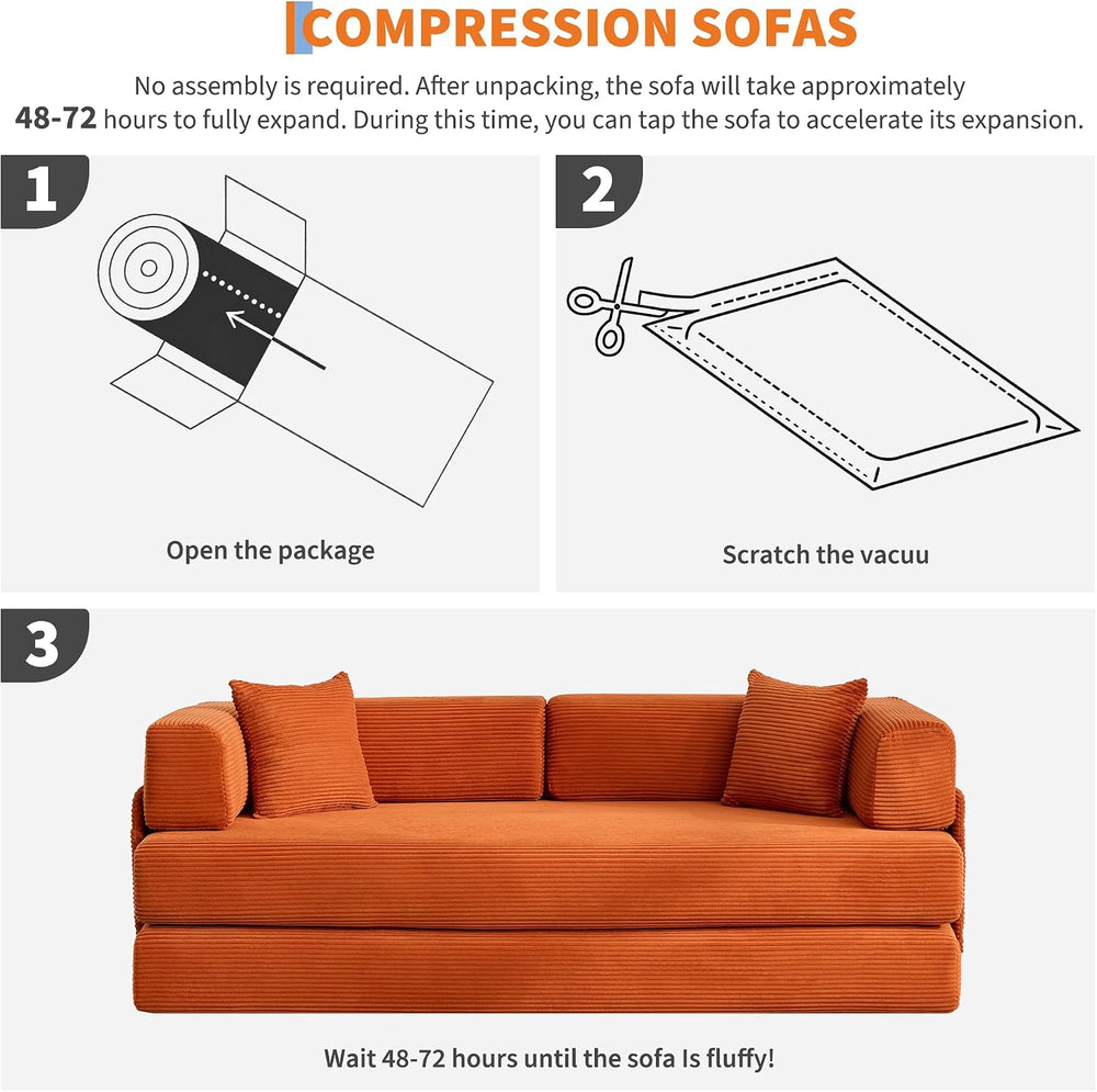 Garvee 5-in-1 Convertible Sofa Bed, 78.8" Modular Corduroy Sleeper with ...