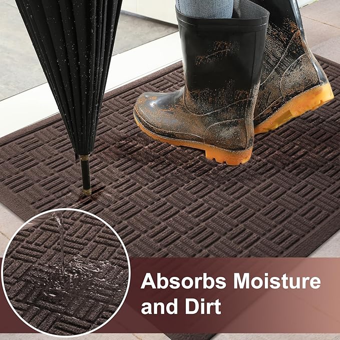 Mibao Front Door Mat Indoor Outdoor Entrance, Dirt Trapping Waterproof - Image 3