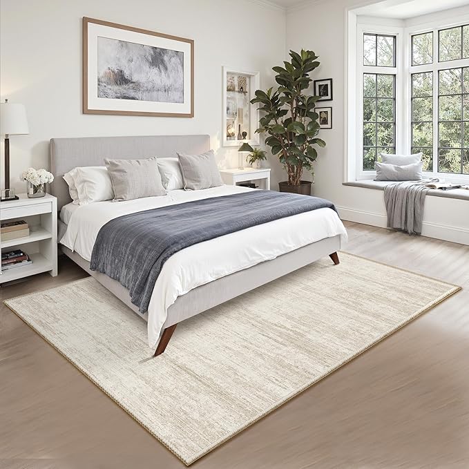 5x7 Area Rugs - Ultra-Thin Washble Rugs, Non-Slip Low Pile Abstract Print Rugs - Image 6