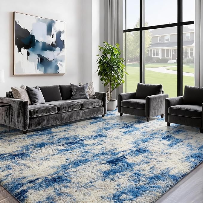Ophanie Blue White and Grey Area Rugs - Image 5