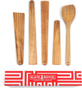 SLATE & ROYCE 5-Piece Acacia Wood Utensil Set, Non-Toxic Wooden Kitchen Tools by SlateRoyce