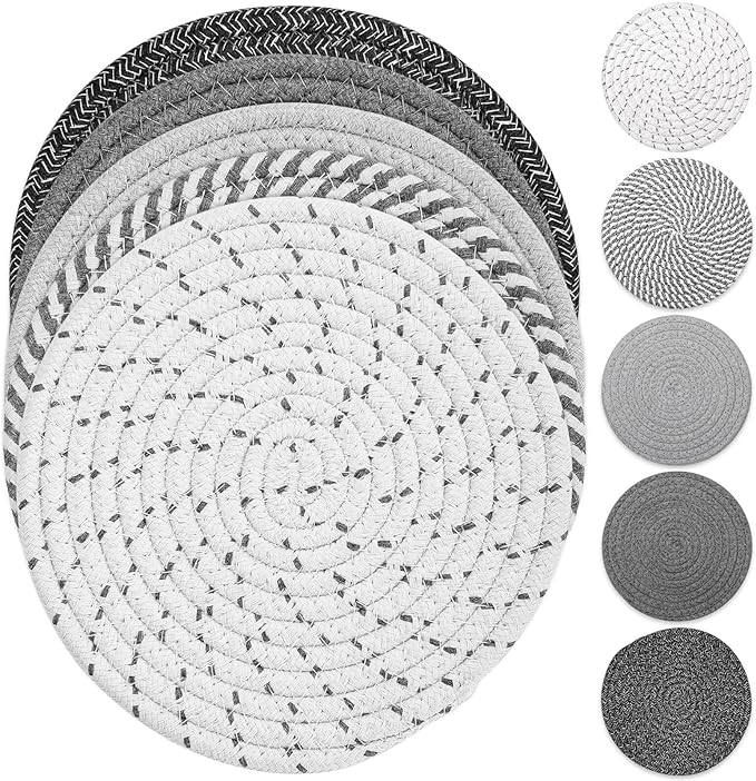 Tidponra Trivet Mats Set for Hot Dishes, 5 Heat Resistant Pot Holders Kitchen by Tidponra