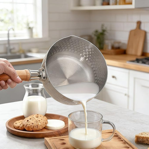 2 Quart Sauce Pan with Lid, Stainless Steel Saucepan with Dual Pour Spouts - Image 2