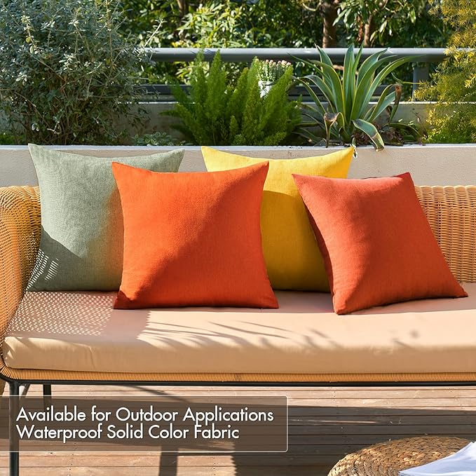 MIULEE Pack of 4 Decorative Outdoor Throw Pillow Covers Linen Waterproof Pillow - Image 2