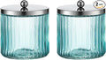 KMwares 2-Pack Glass Bathroom Jars – Blue Ribbed Glass by KMwares