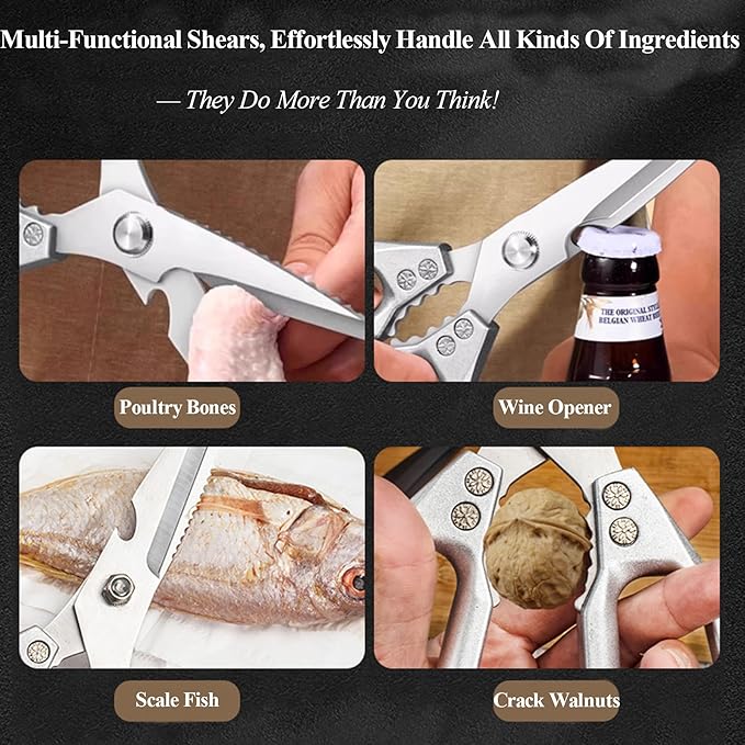 2-Piece Heavy Duty Kitchen Scissors Professional Stainless Steel Meat & Poultry - Image 6
