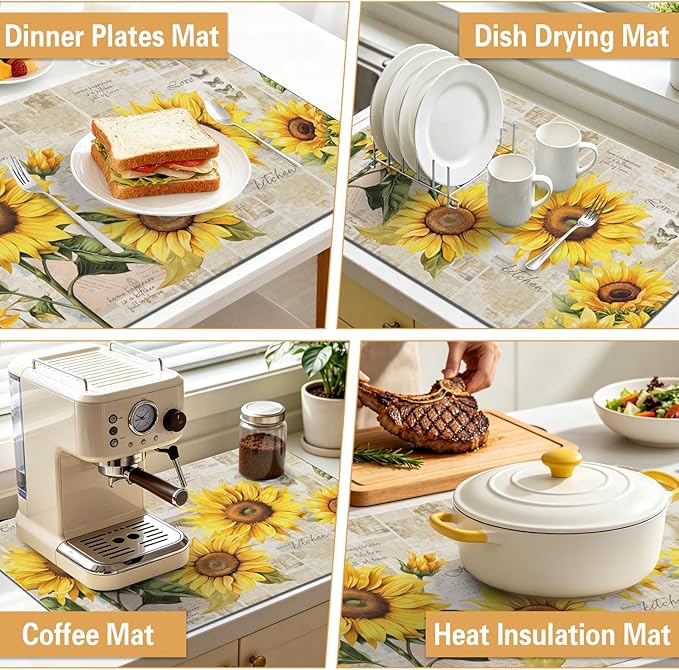 Kitchen Countertop Dish Drying Mat, Super Absorbent Coffee Bar Mat - Image 6