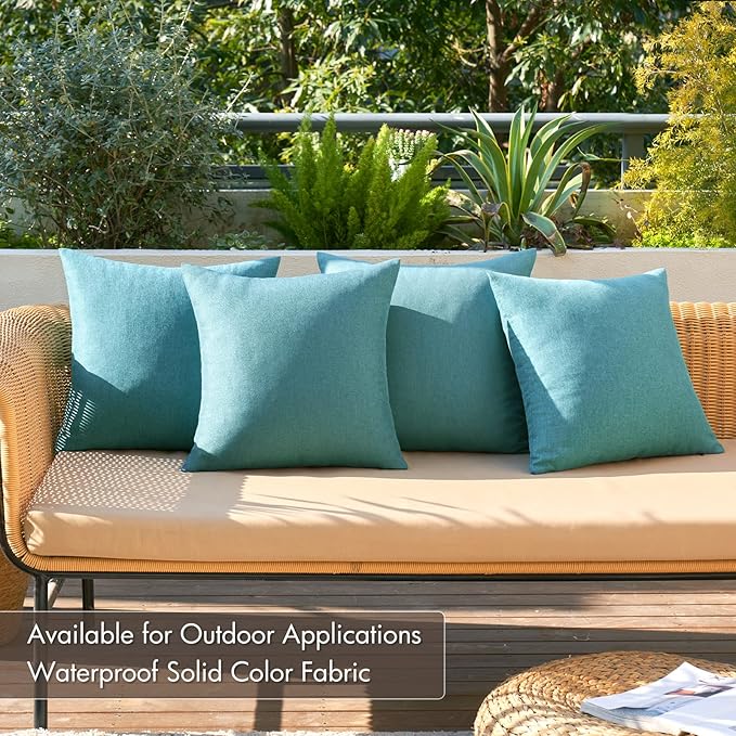 MIULEE Pack of 4 Decorative Outdoor Throw Pillow Covers Linen Waterproof Pillow - Image 2