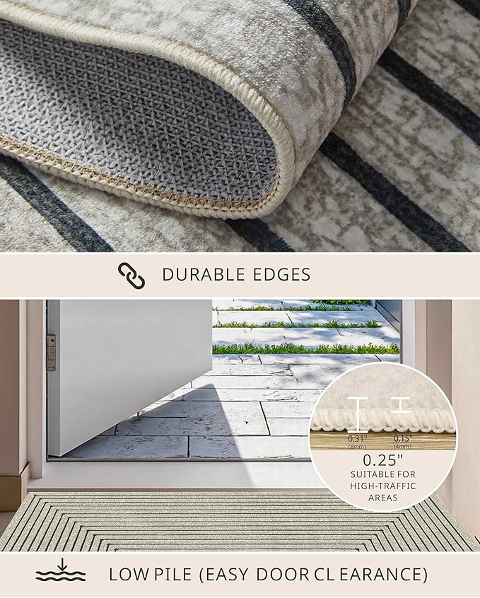 Latte&Fog 5x7 Area Rugs for Living Room Bedroom, Boho Non Slip Low Pile Carpet - Image 6