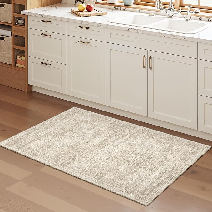 2x3 Washable Rugs for Kitchen, Powder Room Small Area Rug Non-Slip Vintage Low - Image 7