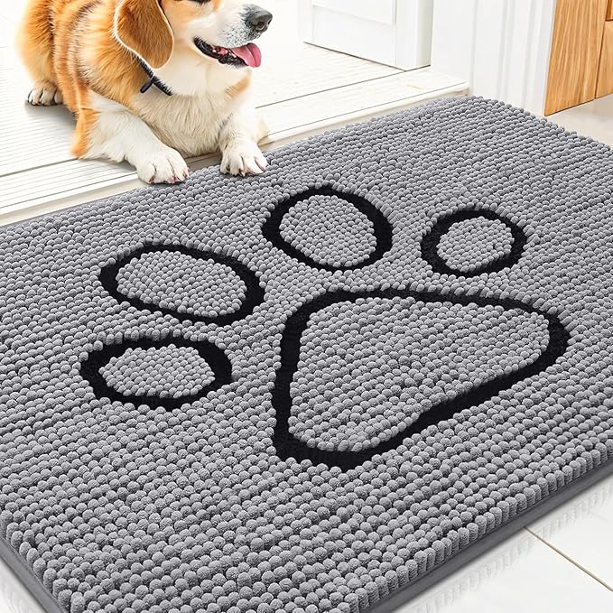 Smiry Dog Door Mat for Muddy Paws, Absorbent Dirt Trapper Non Slip Quick Dry by Smiry