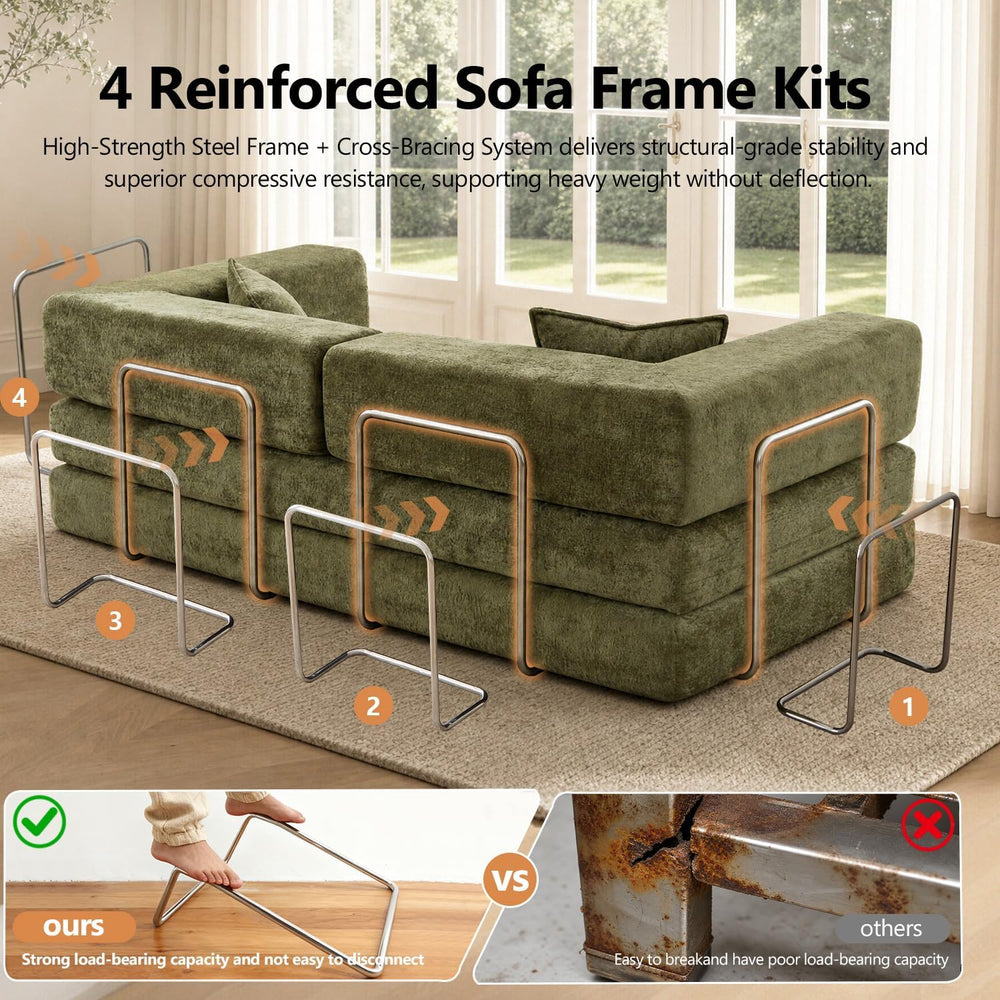 79" Boneless Couch for Living Room, Futon Sleeper Sofa Bed