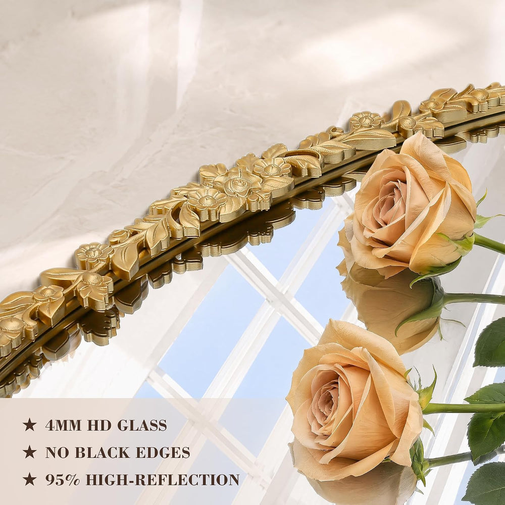 Besdomus Vintage Gold Arched Mirror: 32"x24" French Baroque Antique...