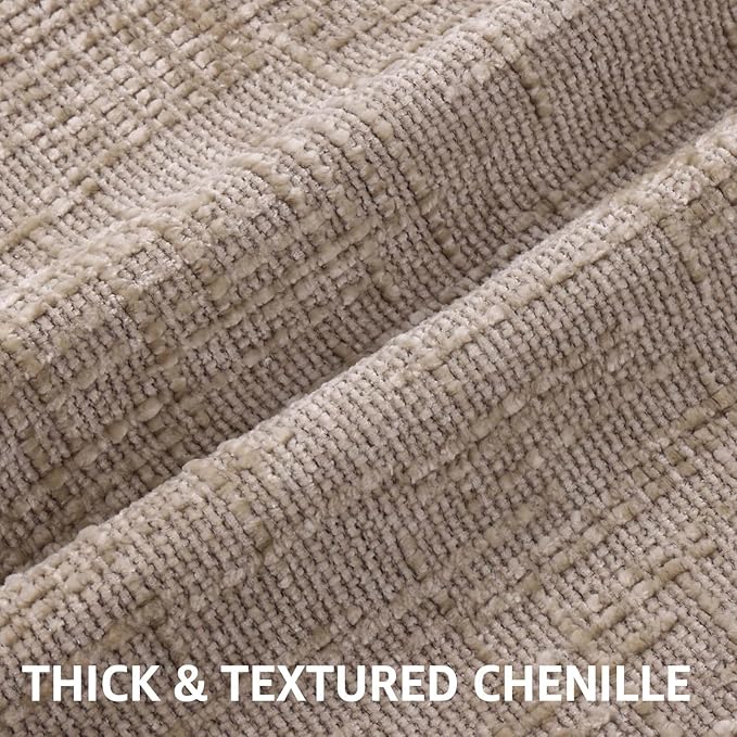 decorUhome Oatmeal Chenille Throw Pillow Covers 12x20 Set of 2 Textured Soft - Image 2