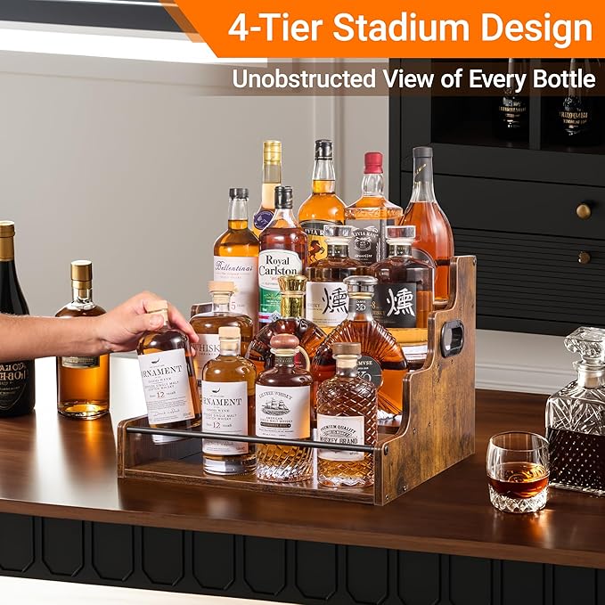 YQBRAO 4-Tier Tiered Liquor Bottle Display Shelf - Image 2