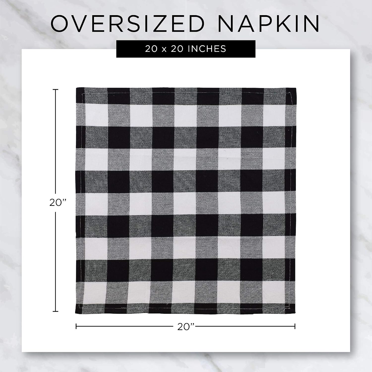 DII Buffalo Check Collection, Classic Farmhouse Napkin Set, 20x20, Black & White, 6 Piece (Pack of 2)