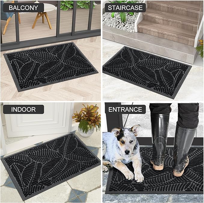 Colorxy Waterproof Doormat, Sturdy Natural Rubber Front Indoor Mat, Non Slip - Image 6