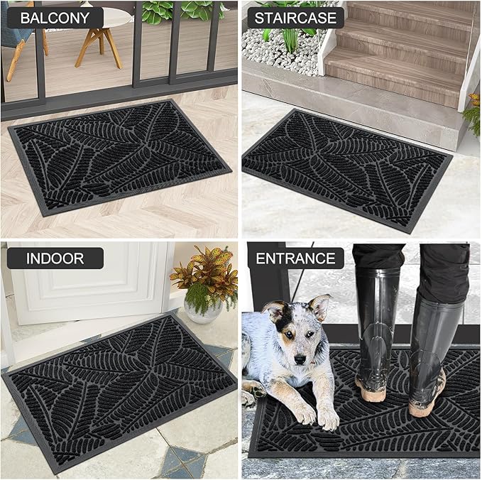 Colorxy Waterproof Doormat, Sturdy Natural Rubber Front Indoor Mat, Non Slip - Image 6