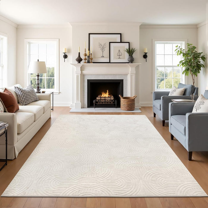 Pauwer Area Rugs for Living Room 5x7, Non Slip Washable Modern Rug, Beige
