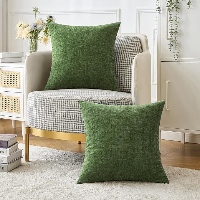 MIULEE Pack of 2 Couch Throw Pillow Covers 18x18Inch Soft Moss Green Spring - Image 5