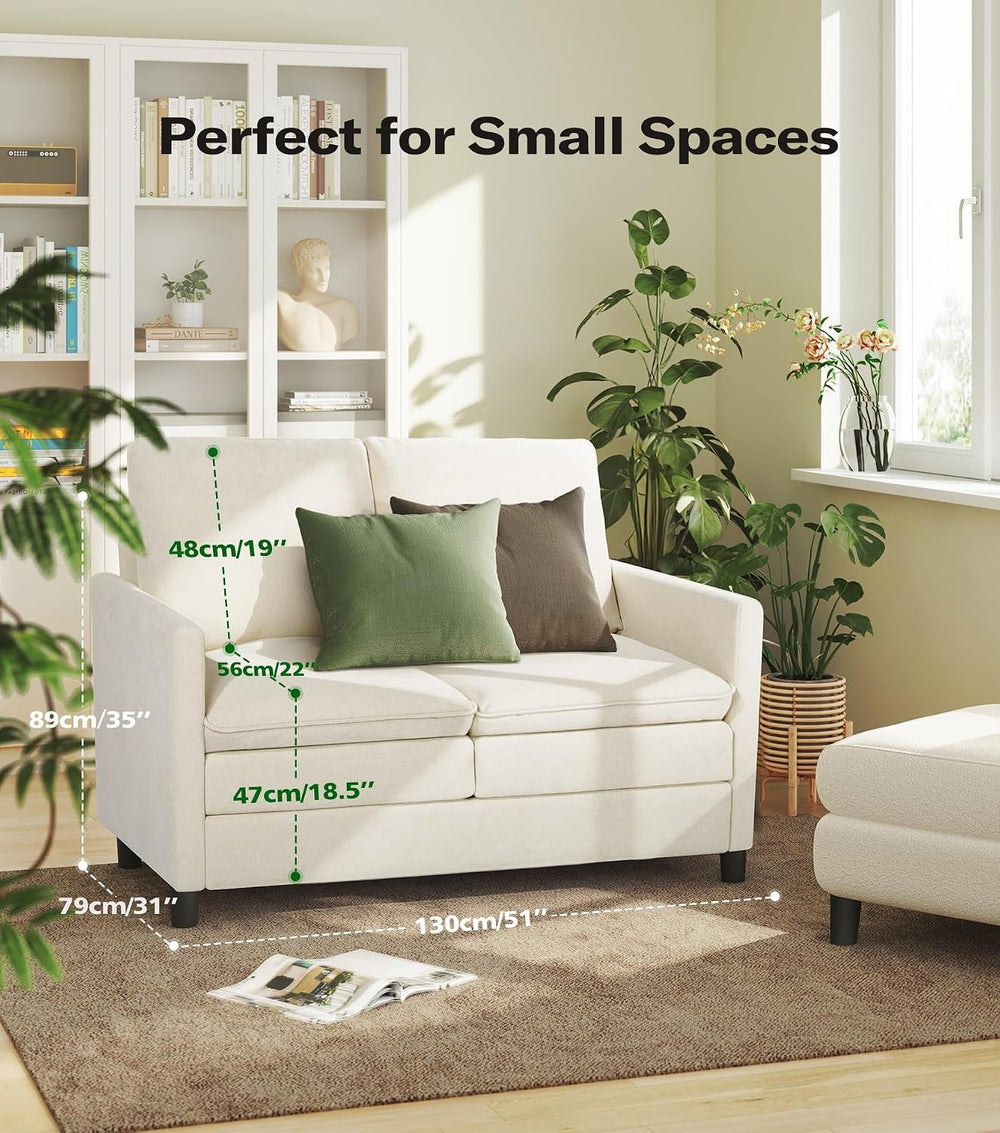 Welzona 3-Layers Cloud Loveseat Sofa, 51" Small Couch, Teddy Small Sofa