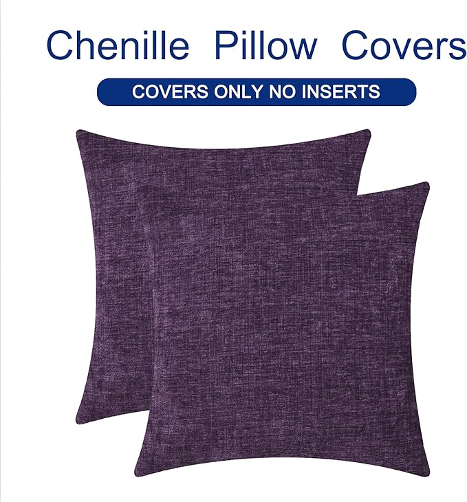 CaliTime Throw Pillow Covers Decorative 22 X 22 Inches Pack of 2 Cozy Chenille - Image 6
