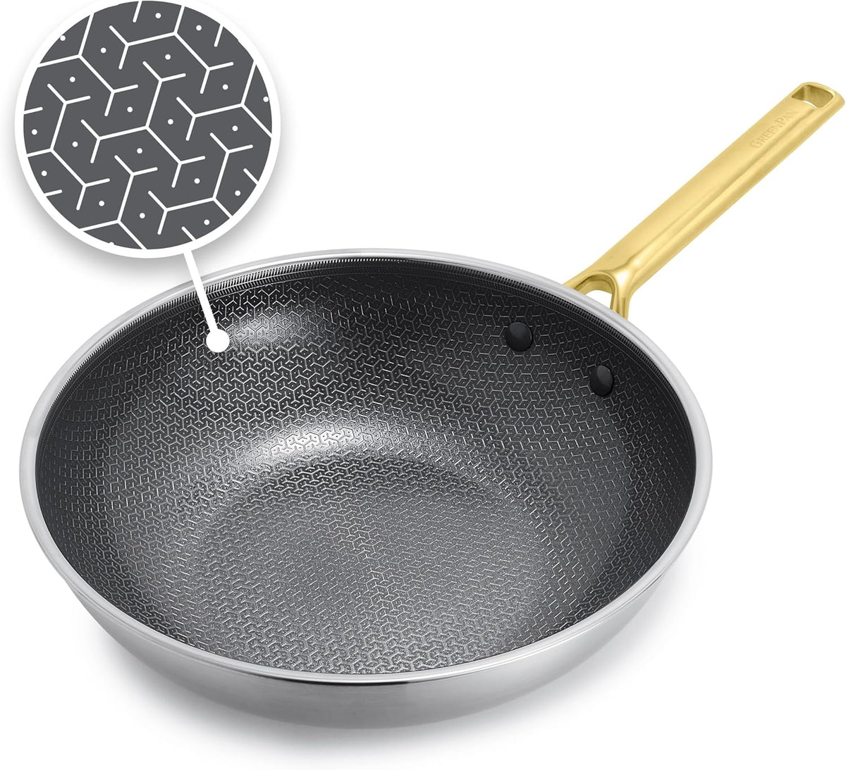 GreenPan Hybrid 11” Nonstick Stainless Steel Wok Pan, APEX Tri-Ply Thermobond