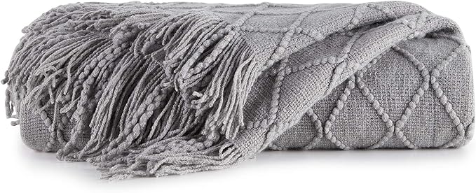 BOURINA Light Grey Throw Blanket 60x80 Inches Throw Textured Solid Soft Sofa - Image 6