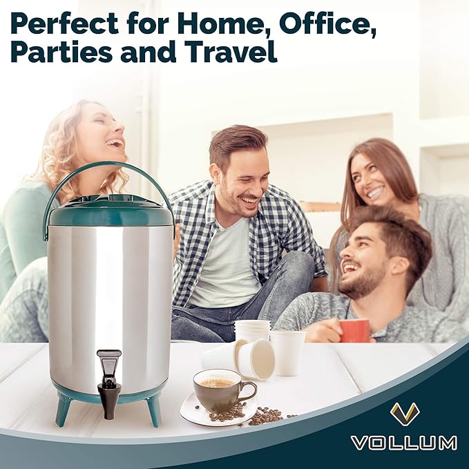 Vollum Stainless Steel Insulated Beverage Dispenser – Insulated Thermal Hot and - Image 6