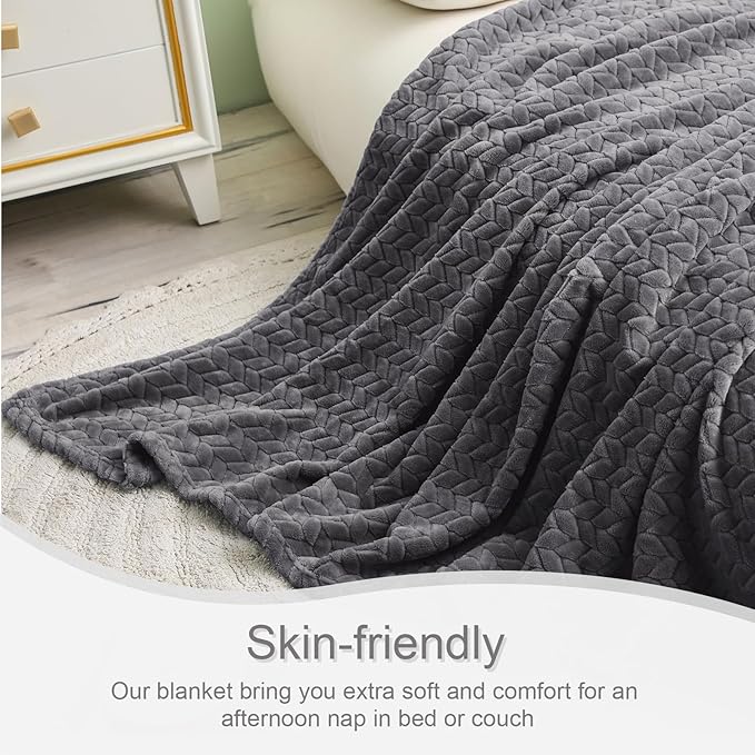 Exclusivo Mezcla Dark Grey Fleece Throw Blanket - Image 7