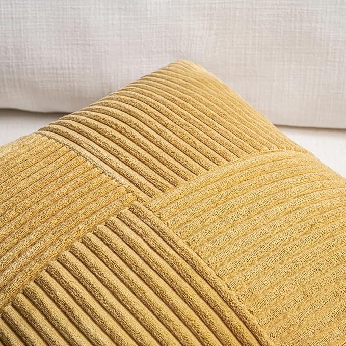 Fancy Homi 2 Packs Mustard Yellow Decorative Throw Pillow Covers 16x26 Inch - Image 4