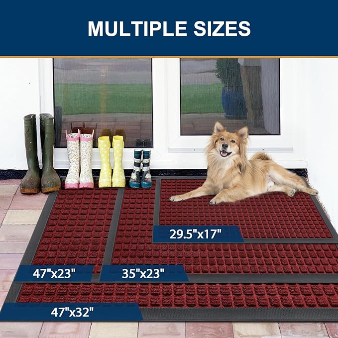 Smiry Front Door Mat Outside Entrance, Heavy Duty Natural Rubber Doormat - Image 6