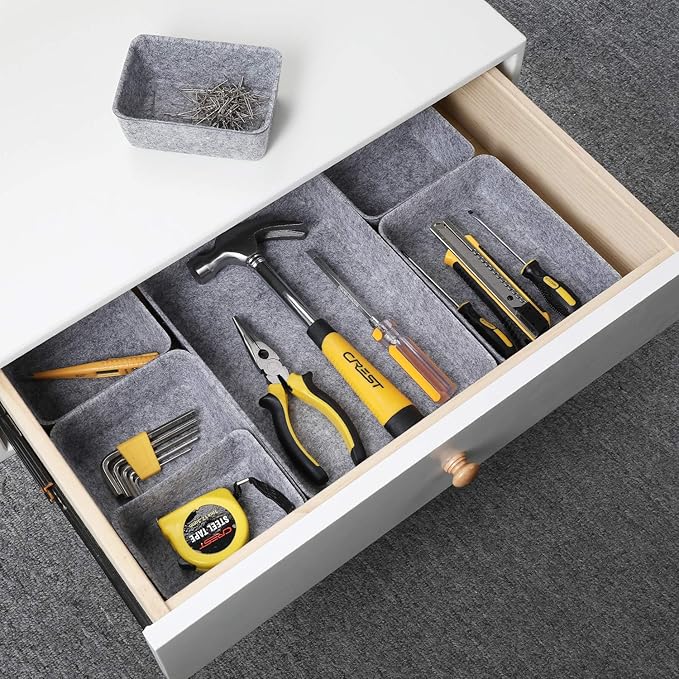 Welaxy Office drawer organizers trays felt storage bin organize dividers Box - Image 3