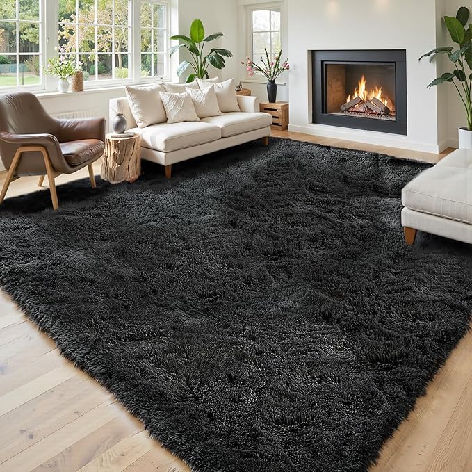 Area Rugs 9x12 Living Room, Large Area Rug Shag Shaggy Carpet Soft Plush Furry by Junhejiamei