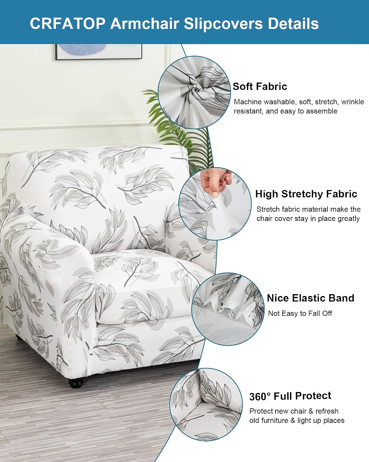 crfatop armchair chair covers for living room sofa shown in use