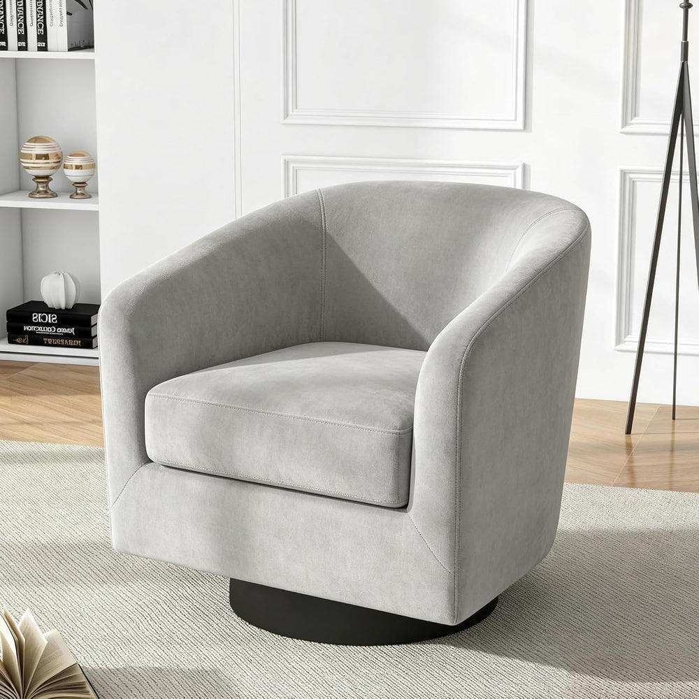 Swivel Barrel Accent Chairs Set of 2, Velvet Armchair, Gray